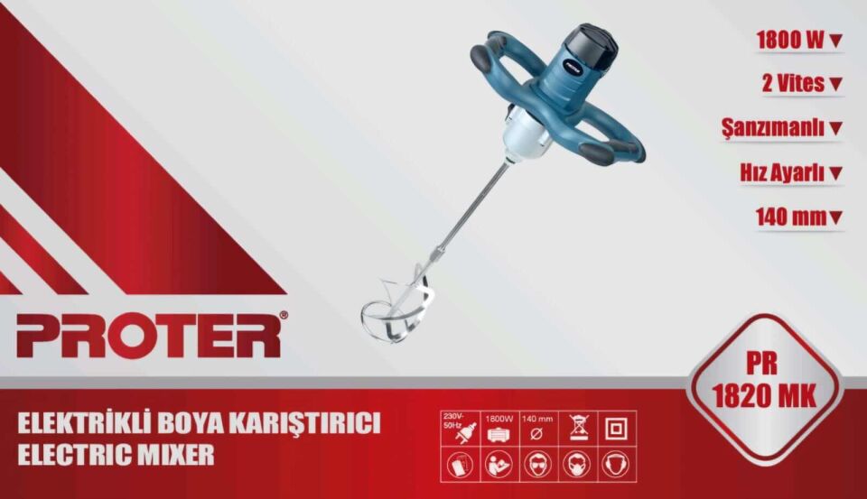 Proter Elektrikli Boya Karıştırıcısı  PR 1820 MK