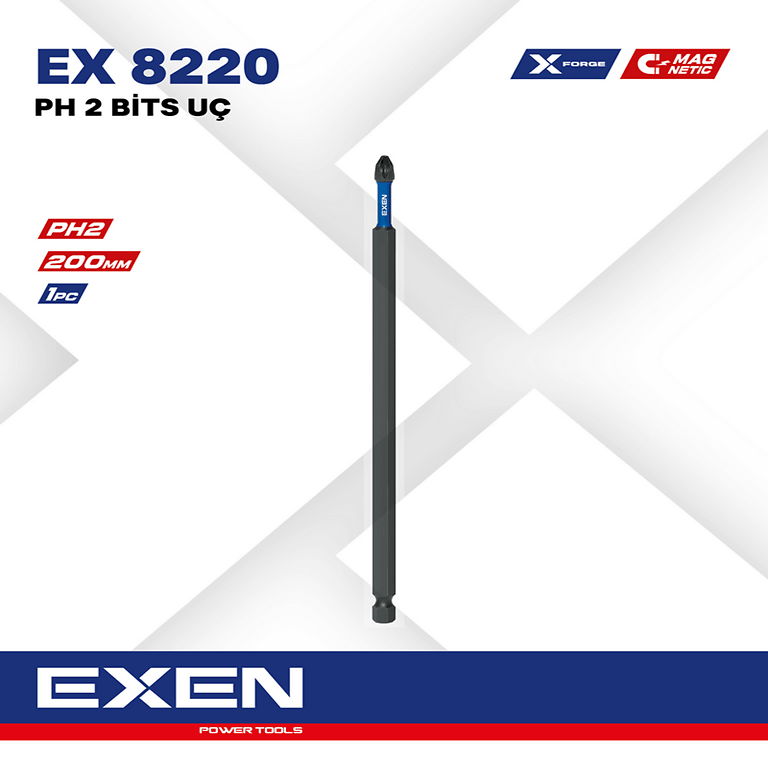 EX 8220 PH2 BİTS UÇ Profesyonel Tornavida Ucu