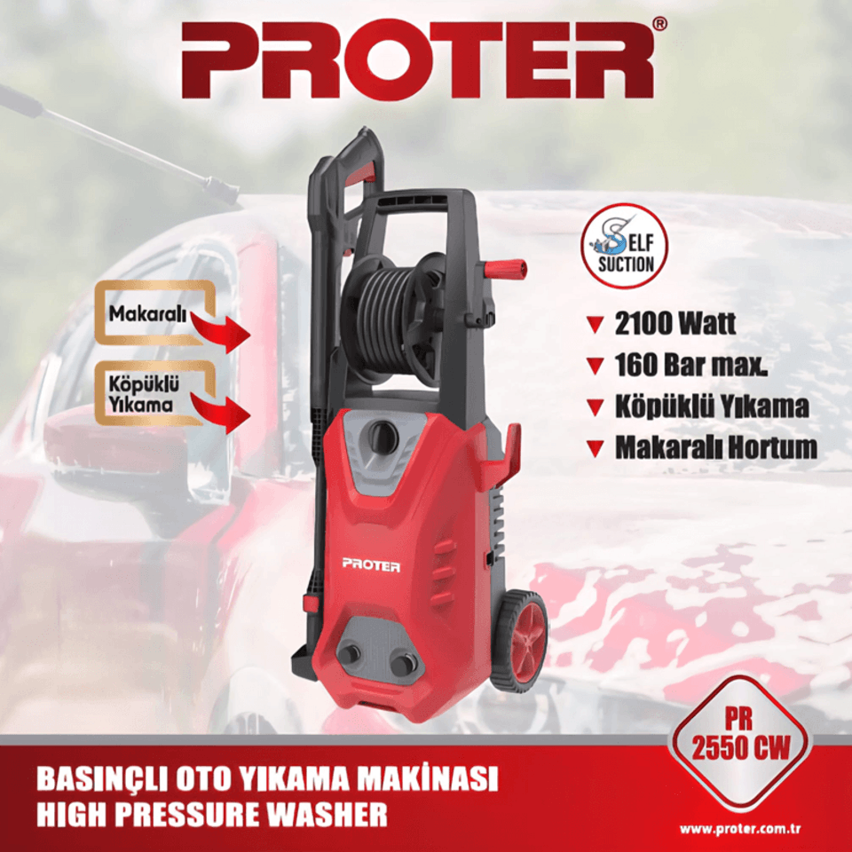 PR 2550 CW 160 Bar 2100 W B. Oto Yıkama Makinası (Makaralı)